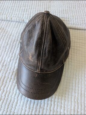 Brown Leather Baseball Cap - Unbranded